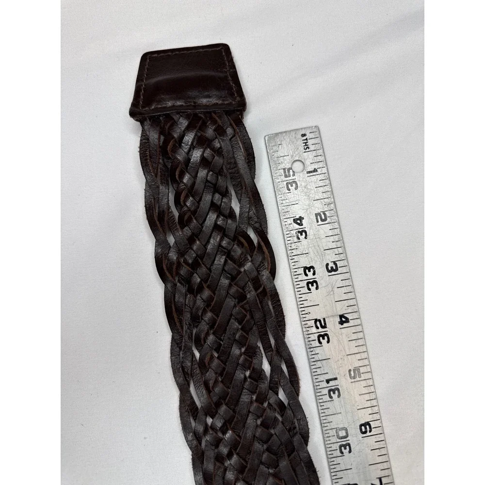 Calvin Klein Jeans Brown Braided Leather Belt Silver O-Ring Buckle Small 4249282